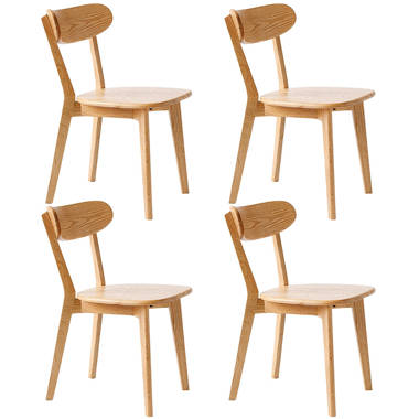 Wood Dining Chairs Set, Solid Oak Wood Chairs w/ Backrest & Seat, Anti-Slip  Pads